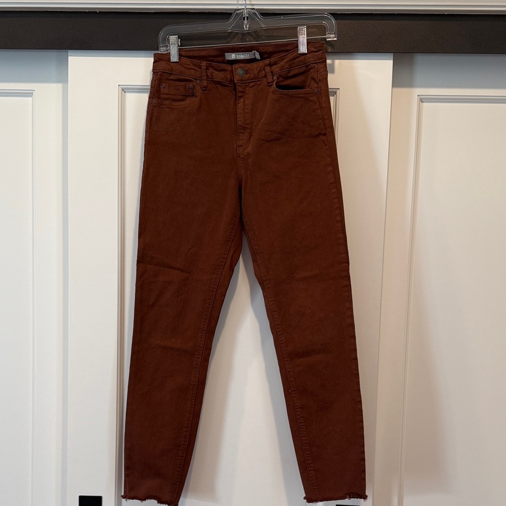 Tractr Rust Brown Raw Hem Skinny Jeans Women’s Size 4/27